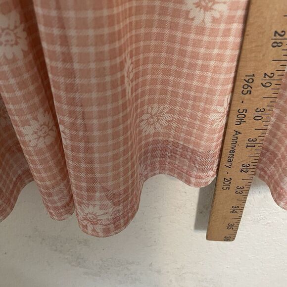 Y2K No Boundaries Pink Gingham Babydoll Dress Floral Milkmaid Cottagecore Size L - Picture 9 of 9